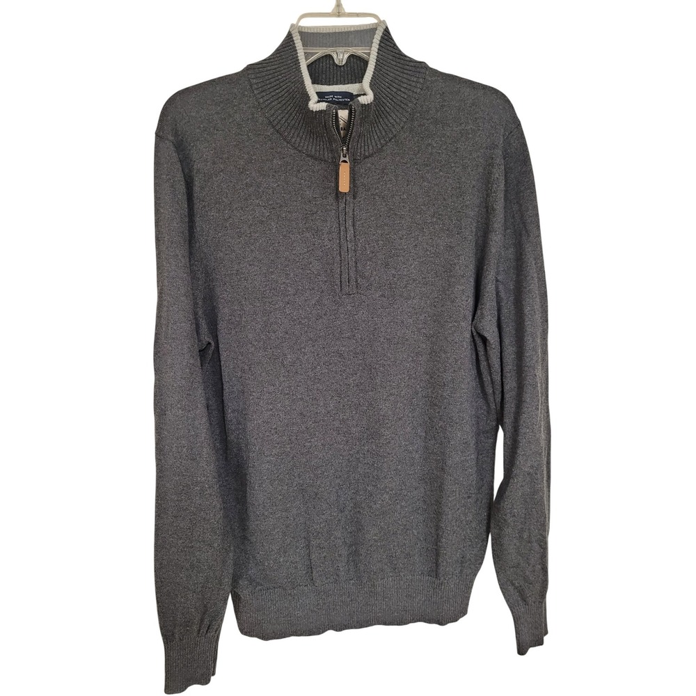 St John's Bay‎ Mens 1/4 Zip Pullover Sweater Gray Super Soft Recycled Polyester